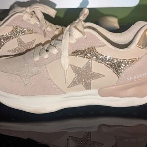 Vintage Havana Gold and Tan Sneakers with Glittery Accents